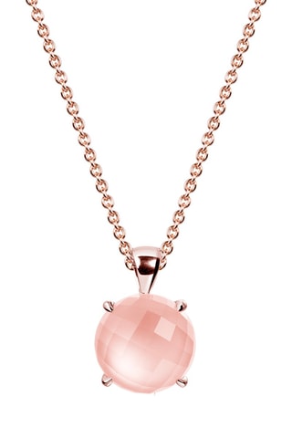 Collier - Argent plaqué or rose et quartz