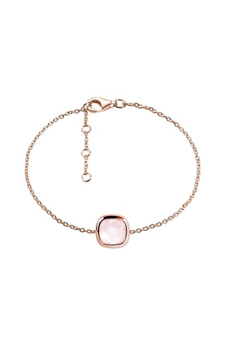 Bracelet - Argent plaqué or rose et quartz