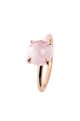 Bague - Argent plaqué or rose et quartz