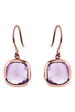 Boucles d'oreilles - Argent plaqué or rose et améthystes