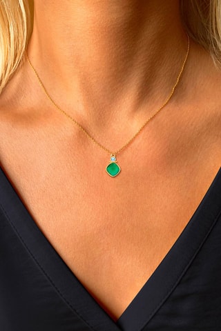 Collier - Argent plaqué or jaune, onyx et topaze