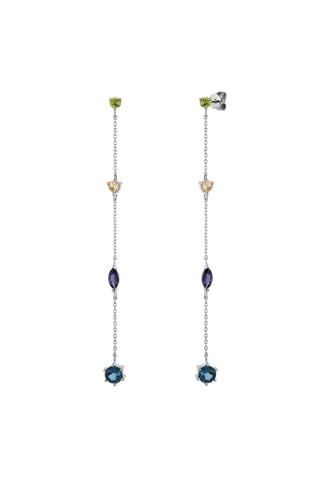 Boucles d'oreilles - Argent, péridots, citrines, iolites et topazes