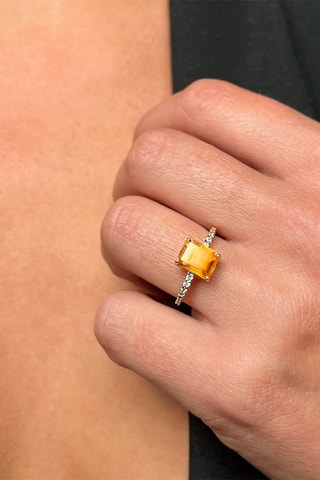Bague Argent plaqué or jaune et citrine