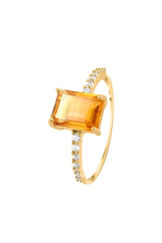 Bague Argent plaqué or jaune et citrine