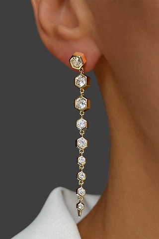 Boucles d'oreilles - Argent plaqué or jaune et zircons