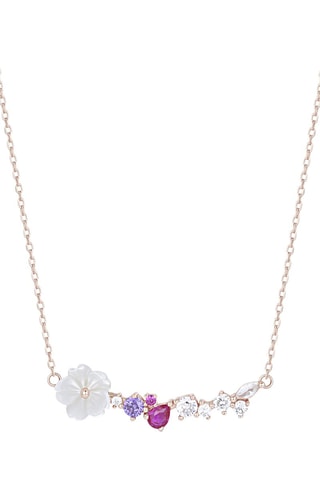 Collier - Argent plaqué or jaune, rubis, améthyste et nacre