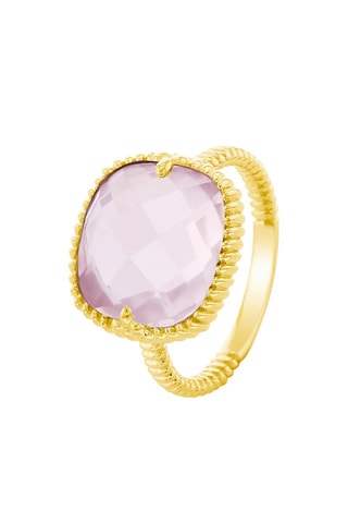Bague - Argent doré à l'or fin jaune et quartz rose