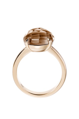 Bague - Argent plaqué or jaune et quartz fumé