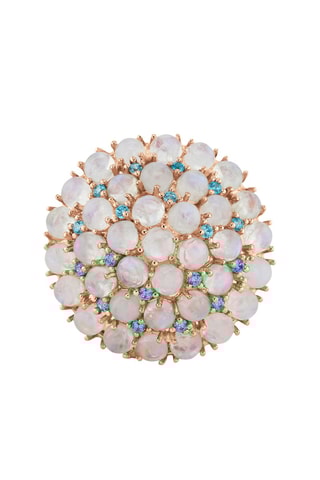 Bague - Argent plaqué or rose, pierres de lune et topazes