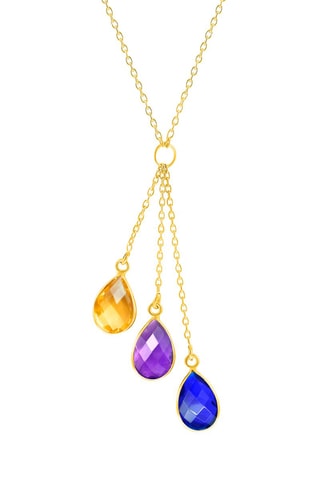 Collier - Argent plaqué or jaune, citrine, améthyste et quartz