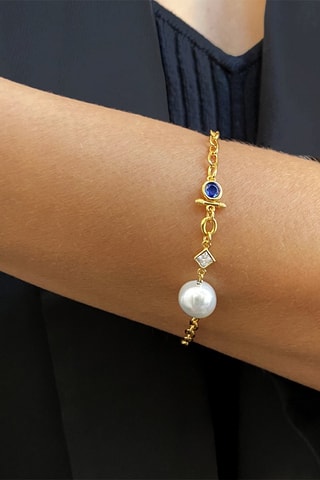 Bracelet - Argent doré à l'or jaune et perle d'eau douce