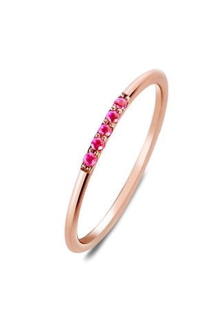 Bague - Argent plaqué or rose et rubis