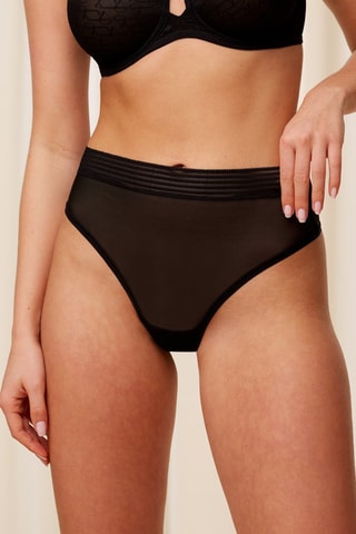 String met Hoge Taille Tempting Sheer Highwaist String - Zwart