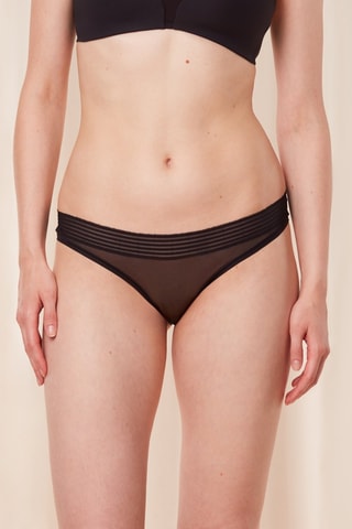 Tule Slip Tempting Sheer Highleg Tai - Zwart