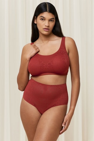 Slip Hoge Taille Fit Smart Maxi EX - Steenrood