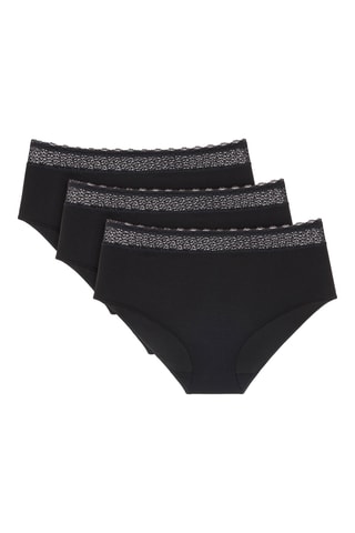 3 Slips Hoge Taille Midi Feel of Modal - Zwart