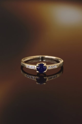 Anello Carré mystérieux - Oro giallo e zaffiro