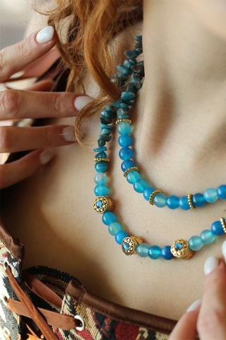 Collar de doble vuelta - Apatitas y ágatas