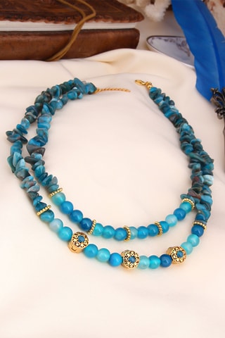 Collar de doble vuelta - Apatitas y ágatas