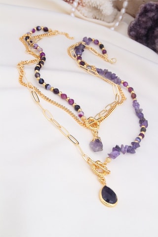 Collar - Chapado en oro amarillo y amatistas