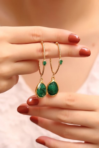 Pendientes bañados en oro fino amarillo - Ágata