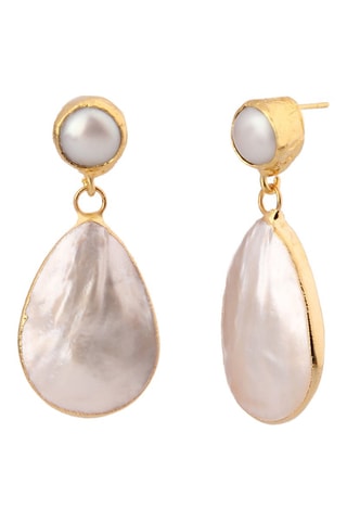 Pendientes - Bronce, perlas cultivadas y nácar