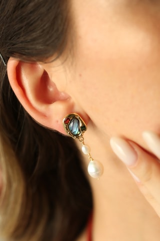 Pendientes - Chapado en oro amarillo y nácar