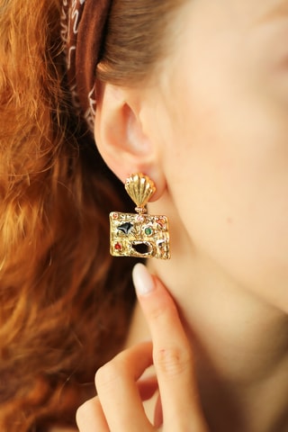 Pendientes - Chapado en oro amarillo y circones