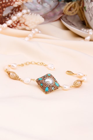 Pulsera - Chapado en oro amarillo y turquesas