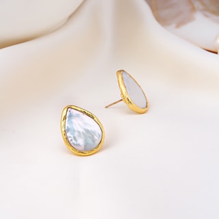 Pendientes - Latón chapado en oro y nácar