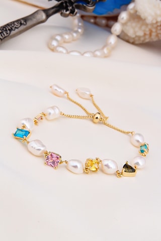 Pulsera - Chapado en oro amarillo y circones 