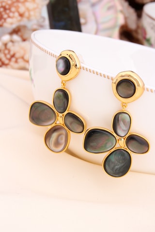 Pendientes - Chapado en oro amarillo y nácar