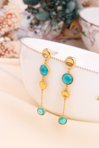 Pendientes - Chapado en oro amarillo y circones