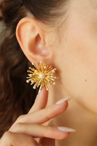 Pendientes - Dorado y blanco