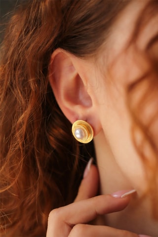 Pendientes bañados en oro fino amarillo - Perla