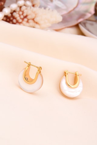 Pendientes - Chapado en oro amarillo y nácar