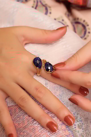 Anillo bañado en oro fino amarillo - Zafiros