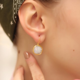 Pendientes - Latón chapado en oro y piedra de luna