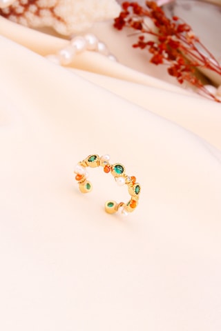 Anillo - Chapado en oro amarillo y circones