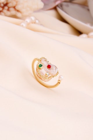 Anillo - Chapado en oro amarillo y circones