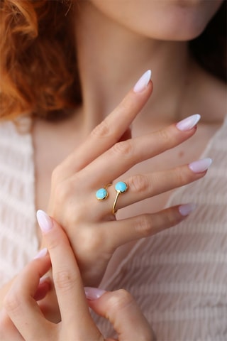 Anillo bañado en oro fino amarillo - Turquesas