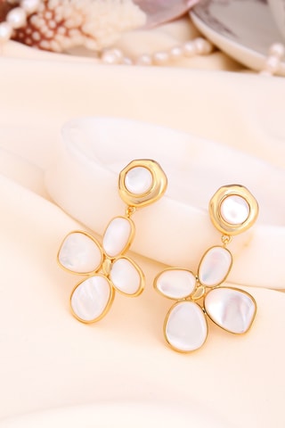 Pendientes - Chapado en oro amarillo y nácar