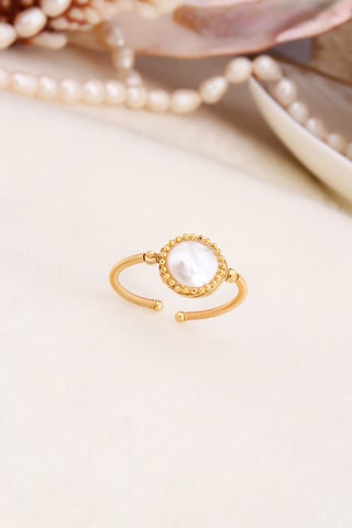 Anillo - Chapado en oro amarillo y nácar