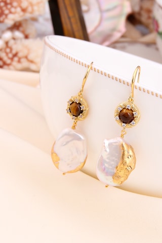 Pendientes - Chapado en oro amarillo y circones