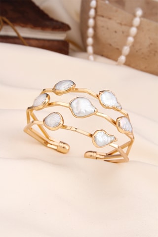 Brazalete - Chapado en oro amarillo y perlas cultivadas