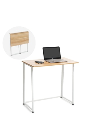 Escritorio plegable - Imitación madera y blanco
