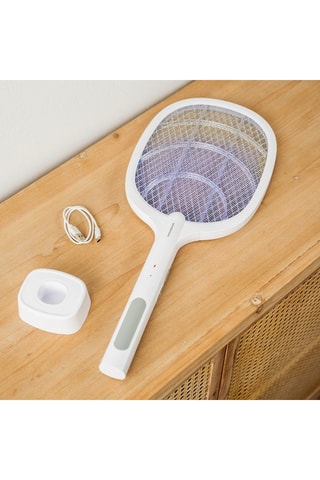 Raqueta antiinsectos recargable 2 en 1 con luz UV