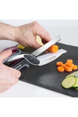 Tijeras cuchillo de acero inoxidable con minitabla de cortar integrada