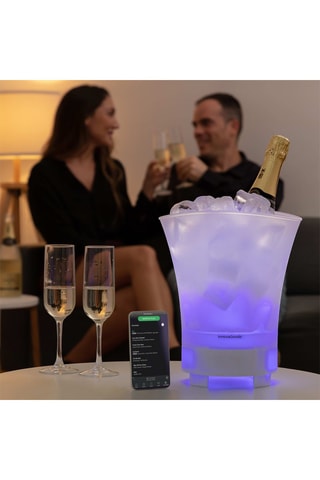 Cubitera LED con altavoz Bluetooth - Blanco