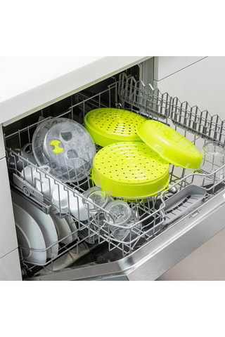 Cocedor al vapor doble para microondas - Verde